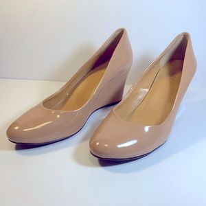 J. Crew patent leather nude wedges